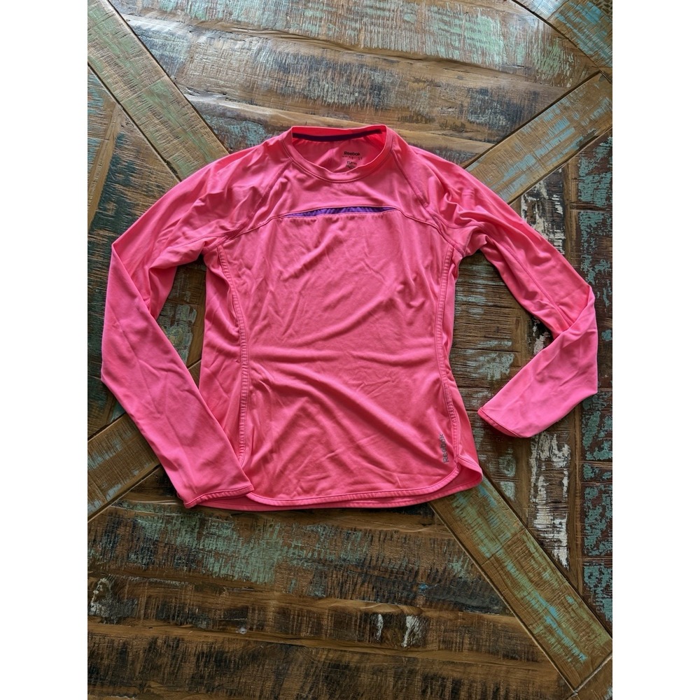 Women's Reebok Pink Players Long Sleeve Running Shirt Size Small